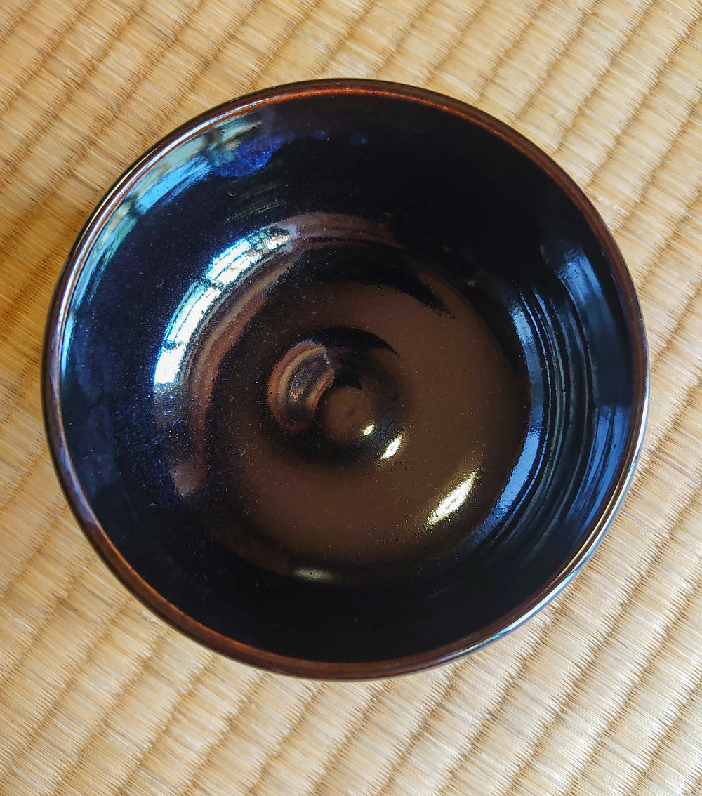 Black with Blue Matcha Drinking Bowl