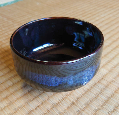 Black with Blue Matcha Drinking Bowl