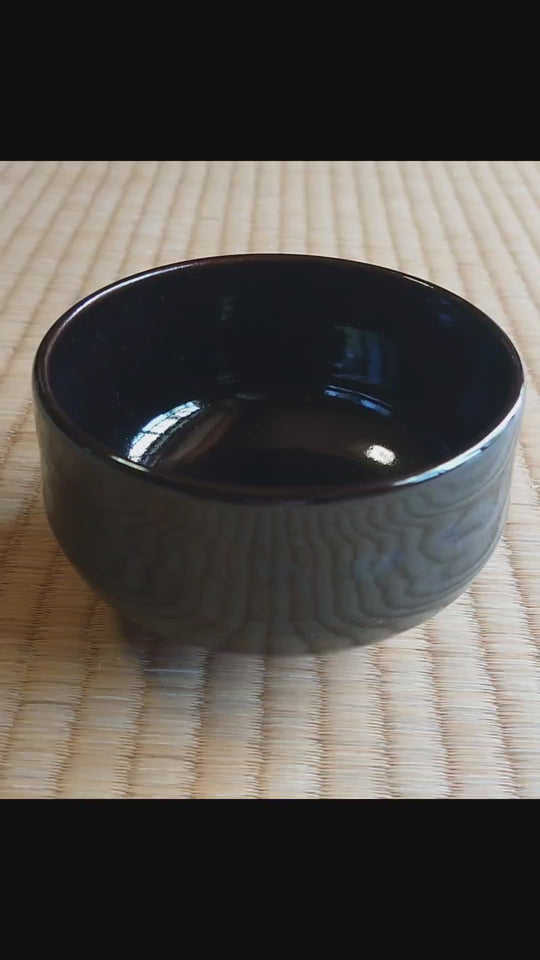 Black with Blue Matcha Drinking Bowl